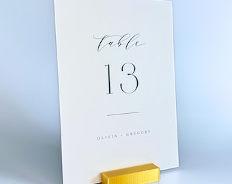 Gold Color Table Number Holders: Rectangle, Biodegradable PLA, Wedding Card Stands