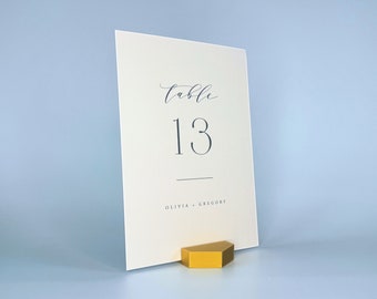 Gold Color Hexagon Table Number Holders: Biodegradable PLA, Modern Wedding Sign Holders