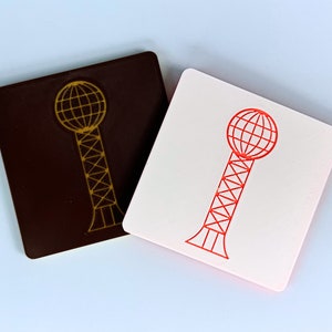 Sunsphere Coaster Set of 4 | Square Drink Coasters | Custom Drink Coasters | TN Gifts | Bar Accessories | Sunsphere Knoxville Tennessee