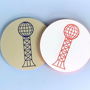 Sunsphere Coaster Set of 4 | Circle Drink Coasters | Custom Drink Coasters | TN Gifts | Bar Accessories | Sunsphere Knoxville Tennessee