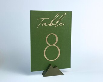 Set of Army Green Mountain Table Number Holders | Table Number Stands | Mountain Wedding Decor | Sets of 5, 10 or 20