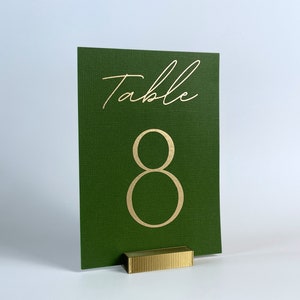 Set of Brass Color Table Number Holders Made from PLA | Brass & Antique Gold Decor | Rectangle Table Number Stands | Sets of 5, 10 or 20