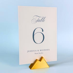 Ensemble de porte-numéros de table Gold Mountain en PLA | Porte-numéros de table | Décoration de mariage montagne | Lots de 5, 10 ou 20