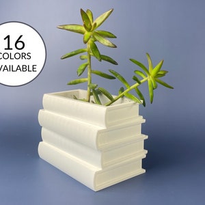 Stack of Books Succulent Plant Pot | Succulent Gift | 3D Printed | Library Decor