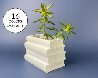 Stack of Books Succulent Plant Pot | Succulent Gift | 3D Printed | Library Decor