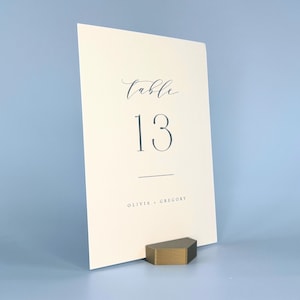 Set of Brass Color Table Number Holders | Hexagon Card Holders Made from PLA | Modern Wedding Decor | Sets of 5, 10 or 20