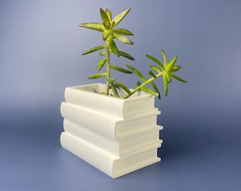 Stack of Books Succulent Plant Pot | Succulent Gift | 3D Printed | Library Decor