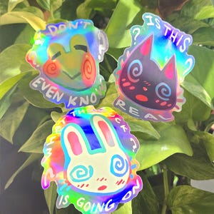 Confused Critters: holografische stickers van 3 inch