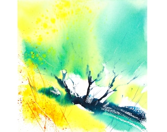 Spring Thicket #2 Semi-Abstract Watercolour Landscape Painting, Loose Expressive Watercolour Art, Colourful Contemporary art.