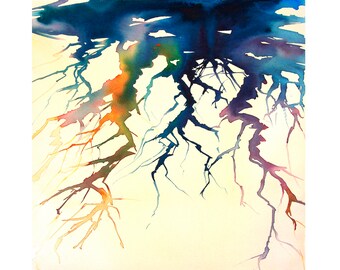 Abstract Puddle #5 Semi-Abstract Watercolour Landscape Painting, Loose Expressive Watercolour Art, Colourful Contemporary art.