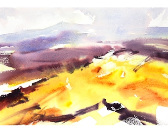 6246 オリジナル水彩画：湖のある風景。 - Etsy 日本