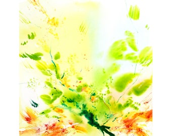 Summer Heat Semi-Abstract Watercolour Landscape Painting, Loose Expressive Watercolour Art, Colourful Contemporary art.