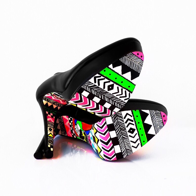 Hand Painted Shoes Parrot Shoes Hand Painted Heels Black - Etsy