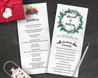 christmas wedding programs etsy