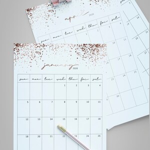 2020 Monthly Planner Rose Gold Calendar Planner Instant | Etsy