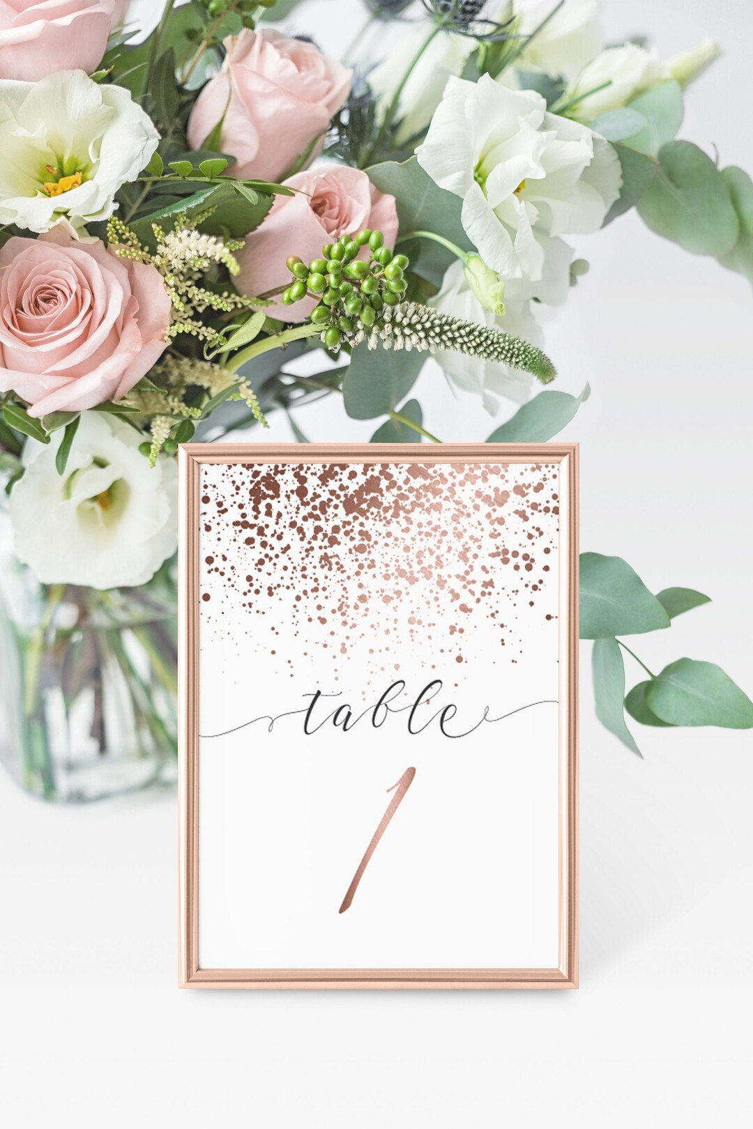 Rose Gold Wedding Table Number Editable Template Printable - Etsy