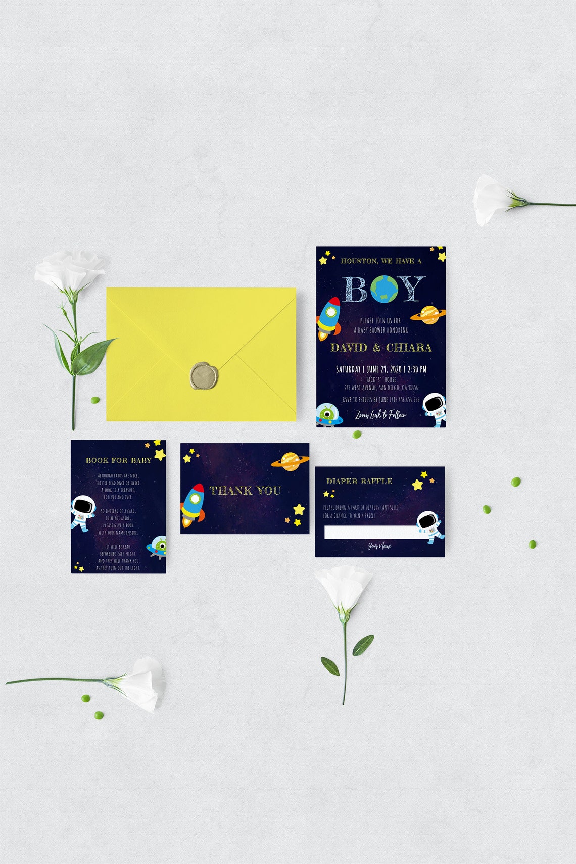 Houston We Have a Boy Invitation Template Space Theme Baby Etsy