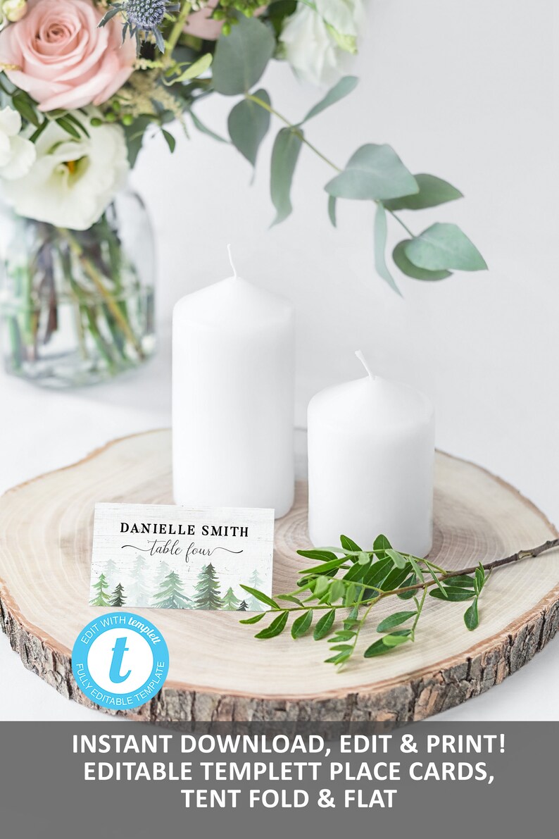 Printable Escort Card Template Rustic Place Cards Mountain Etsy