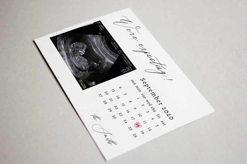 Elegant Pregnancy Announcement Template Due Date Calendar | Etsy