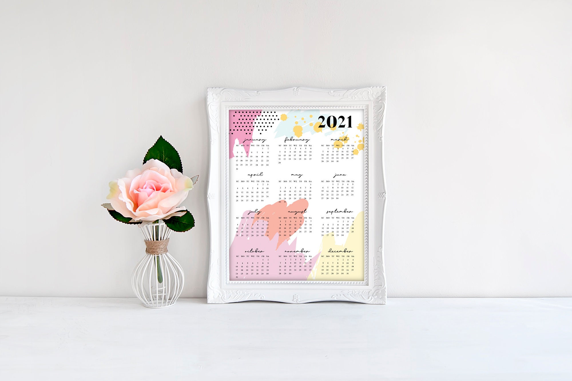 Watercolor 2021 Calendar Handpainted With Mini Landscapes