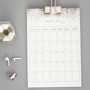 2020 Monthly Planner Rose Gold Calendar Planner Instant | Etsy