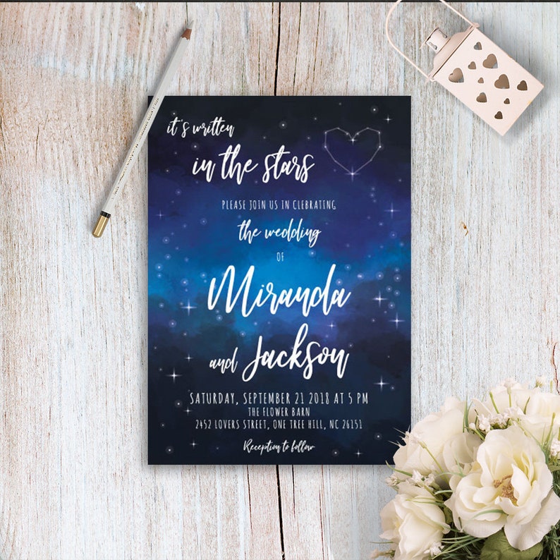 Under the Stars Starry Night Wedding Invitation Printable | Etsy