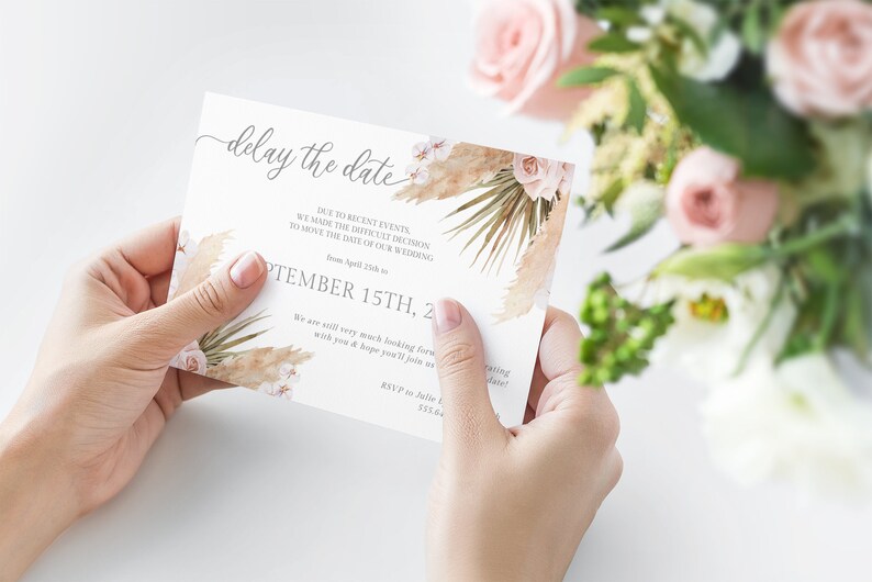 Change of Plans Wedding Announcement Template Pampas Grass ...