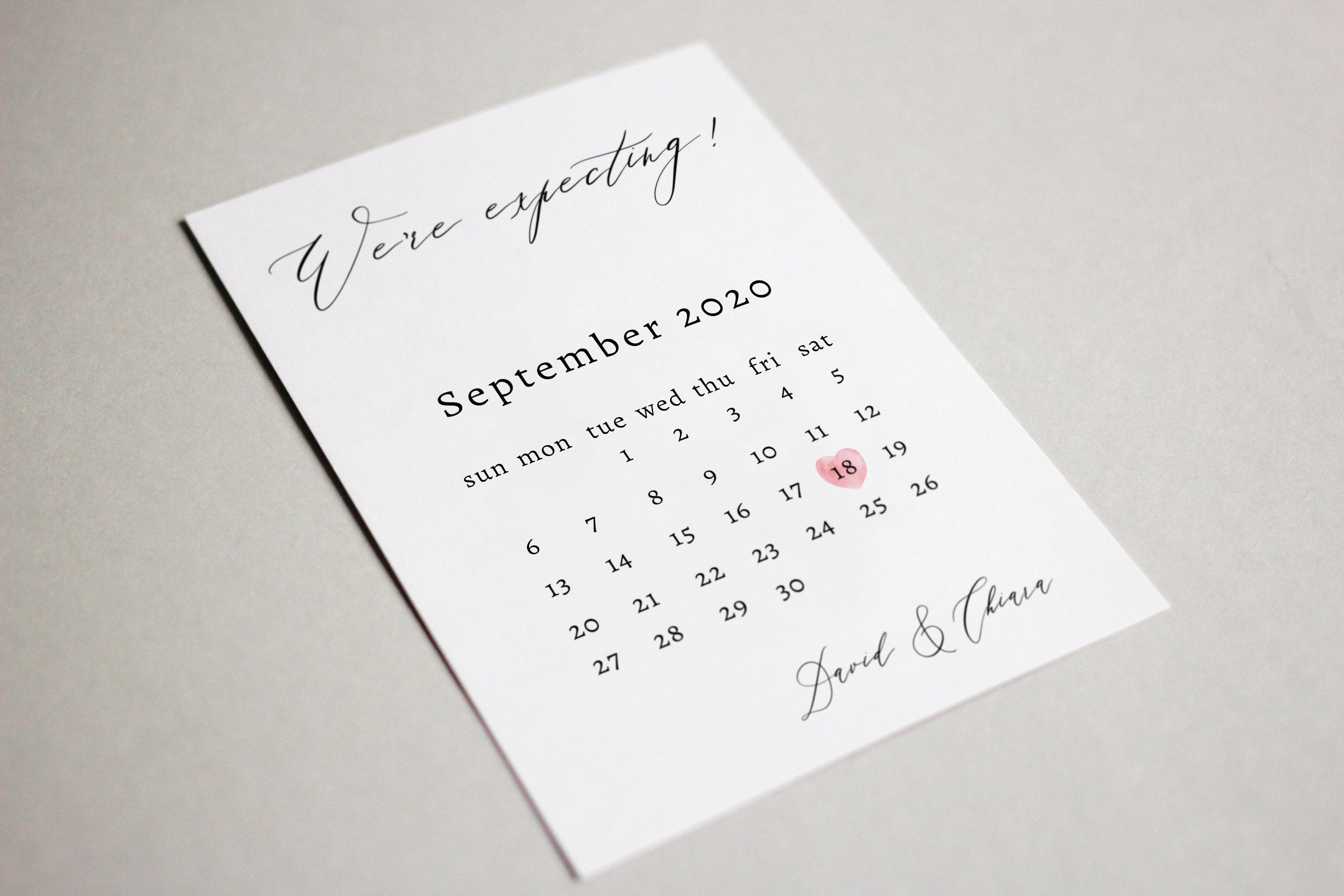 Pregnancy Announcement Card Due Date Calendar 2021 | Etsy