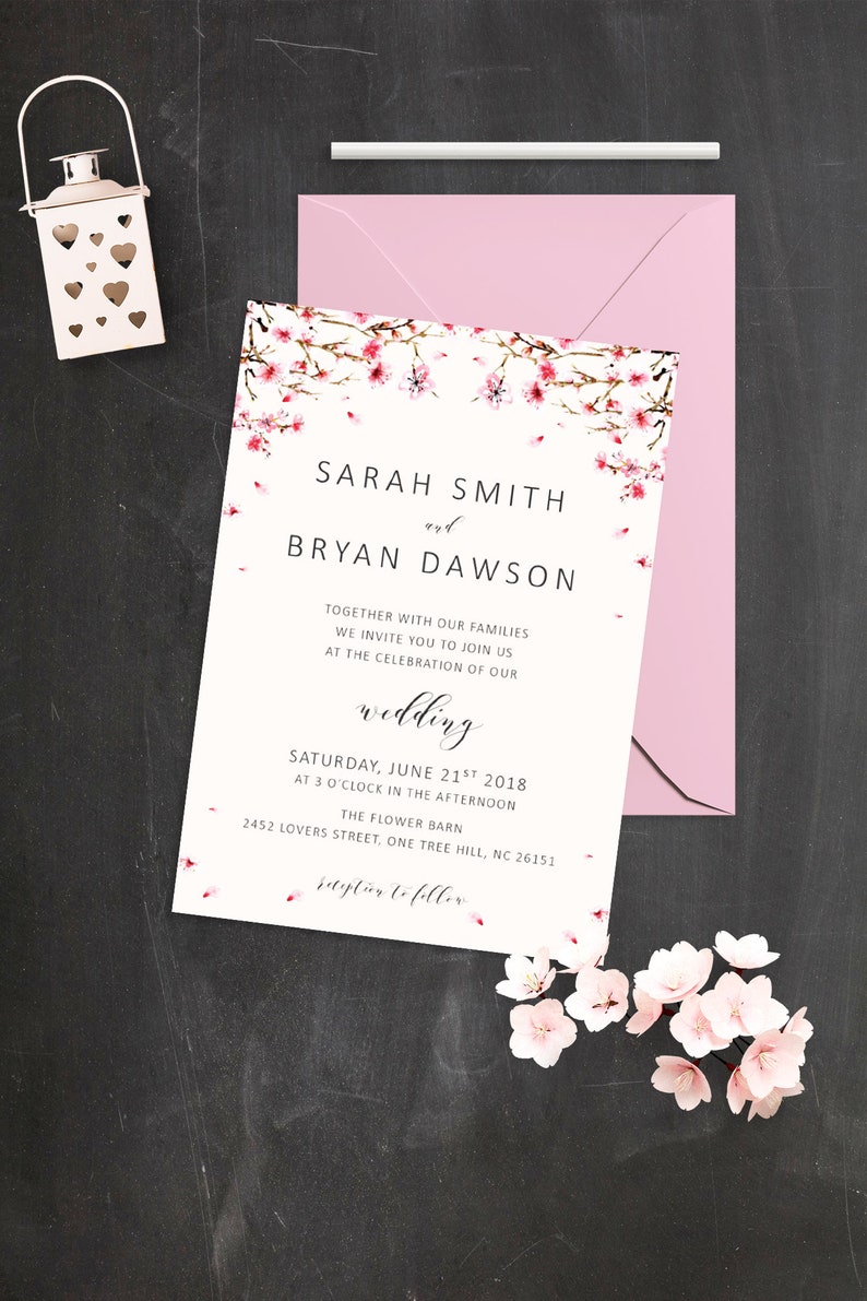 Cherry Blossom Wedding Invitation Suite Sakura Wedding Invite - Etsy