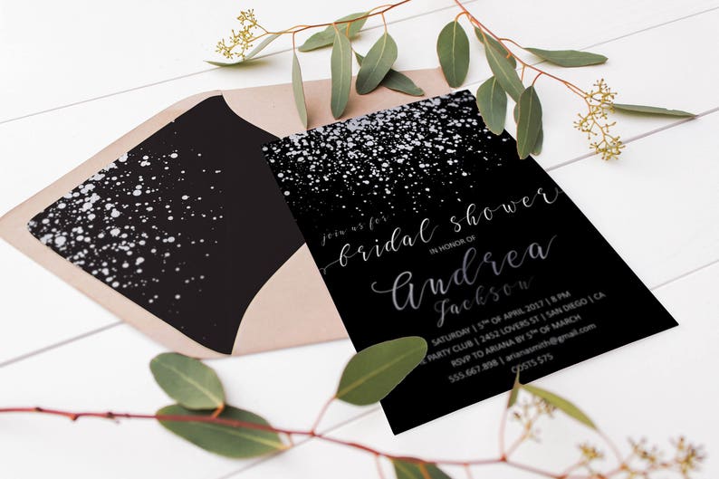 Silver Envelope Liner Silver Confetti Wedding Envelope Liners Printable Silver Glitter Envelopes DIY Bride Wedding Stationery DIY Wedding