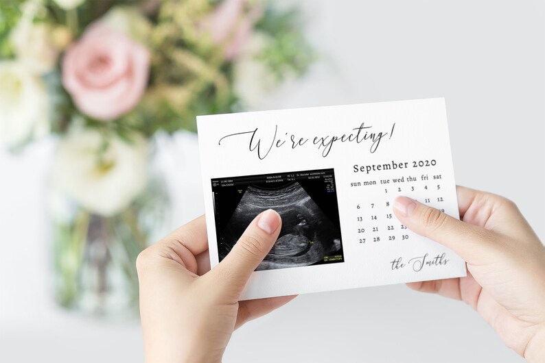 Elegant Pregnancy Announcement Template Due Date Calendar - Etsy