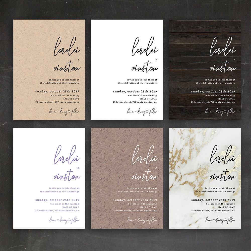 Minimalist Wedding Invitation Set Digital Template | Etsy