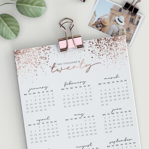 2020 Monthly Planner Rose Gold Calendar Planner Instant | Etsy