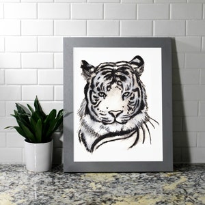 Tiger Sketch Art, Druck von Original Kohlestift Illustration, Tiger Art Print, 8x10 print