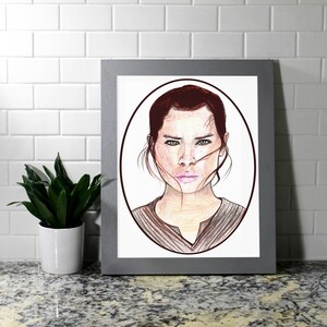 Rey Art, Star Wars, Daisy Ridley Original Drawing, Colored Pencil & Ink Print, 8x10 print, 8.5x11 print, 11x14 print