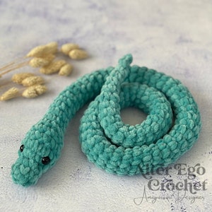 NO SEW snake crochet amigurumi pattern, serpent, rattle snake, adder, python, anaconda, mamba, worm, cobra, constrictor, viper, boa kawaii