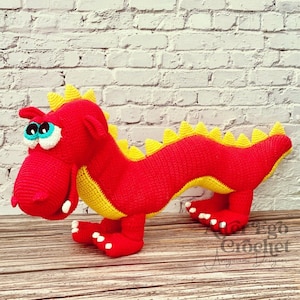 Dragon crochet amigurumi pattern, chinese new year, monster, dinosaur, big, huge, mega, enormous, hæklet drage, myth, mythical creature