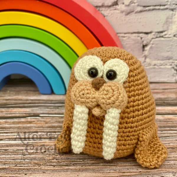 Crochet walrus pattern, amigurumi walrus pattern, sea lion, seal, whale, sea animal, kawaii crochet, hæklet hvalros, PDF pattern