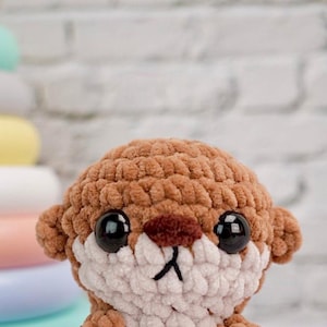 SY INGEN UTTER amigurumi virkmönster, handledning för Otto uttern plysch, bäver
