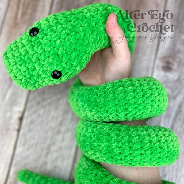 NO SEW - snake crochet amigurumi pattern, serpent, rattle snake, adder, python, anaconda, mamba, worm, cobra, constrictor, viper, boa kawaii