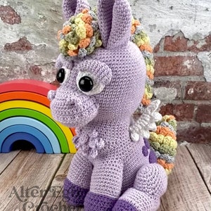 Pegasus horse crochet amigurumi pattern, unicorn, flying horse, kawaii, donkey, mule, mythical creature, hest, enhjørning, instant download