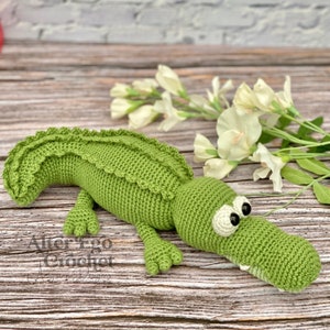 Padrão de crochê amigurumi de crocodilo, jacaré, crocodilo, jacaré, jacaré, kawaii, fofo, intermediário, hæklet krokodille, baixar padrão em PDF