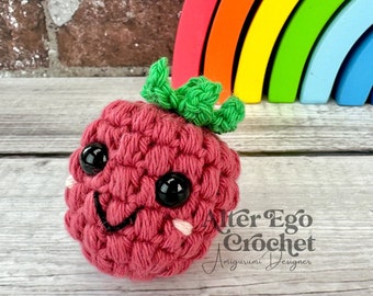 Raspberry crochet amigurumi pattern, food, fruit, vegetables, veggies, fruits, berry, berries, strawberry, blackberry, black currant