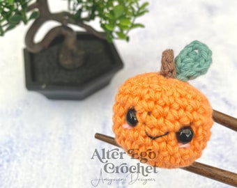 Mini orange crochet amigurumi pattern, keychain, small, little, tiny, kawaii, fruit, vegetable, food, playfood, cute, vegetables, appelsin
