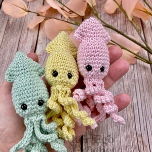 SIN COSER - Patrón de peluche amigurumi de calamar a crochet, pequeño pulpo, criatura marina