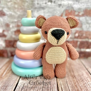 Teddy bear crochet amigurumi pattern, plush, plushie, panda, polar, kawaii, cute, standing, zoo, wild animal, instant download, hæklet bjørn