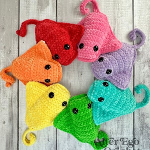 NO SEW crochet amigurumi ray pattern, sting ray, manta ray, fish, hæklet rokke, flatfish, sea creature, instant PDF download
