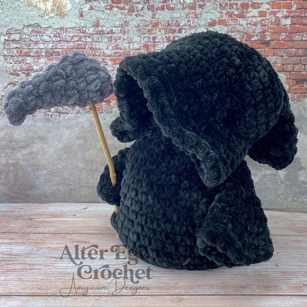 Amigurumi Grim Reaper crochet pattern, death, halloween, scary, spooky, grave, dias de los muertos, manden med leen, instant PDF download