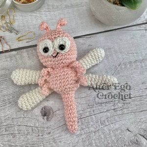 LOW SEW Dragonfly crochet amigurumi pattern, mosquito, fly, bug, bugs, insect, insects, guldsmed, bee, wasp, flying, instant PDF download