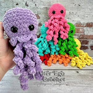 NO SEW jellyfish crochet amigurumi pattern, jelly fish, octopus, squid, cotton and chenille version image 7